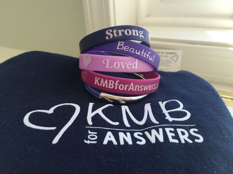 Strong. Beautiful. Loved. bracelets and KMB sweatshirts which read "I had no idea eating disorders can destroy lives"